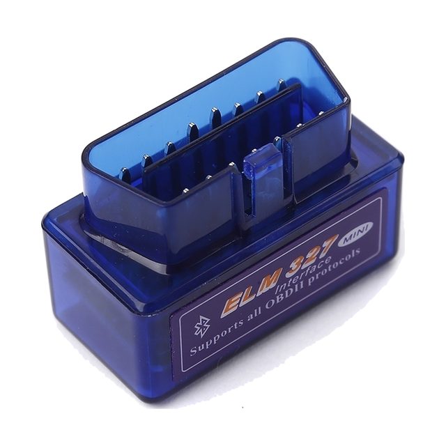 Mini ELM327 Bluetooth v2.1 with a clear blue housing