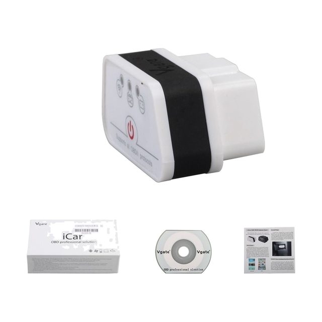 Vgate iCar2 Wi-Fi with its box, CD and manual