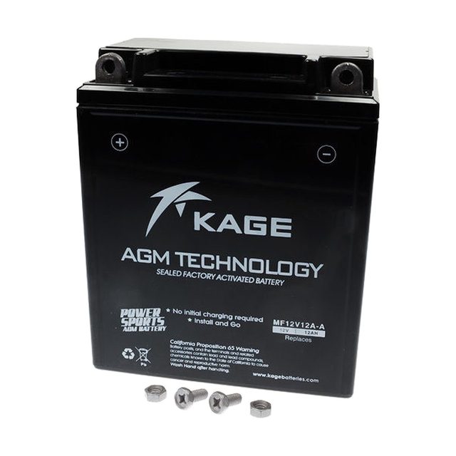 12N12A-4A-1 motorcycle battery shown from the front with both terminals