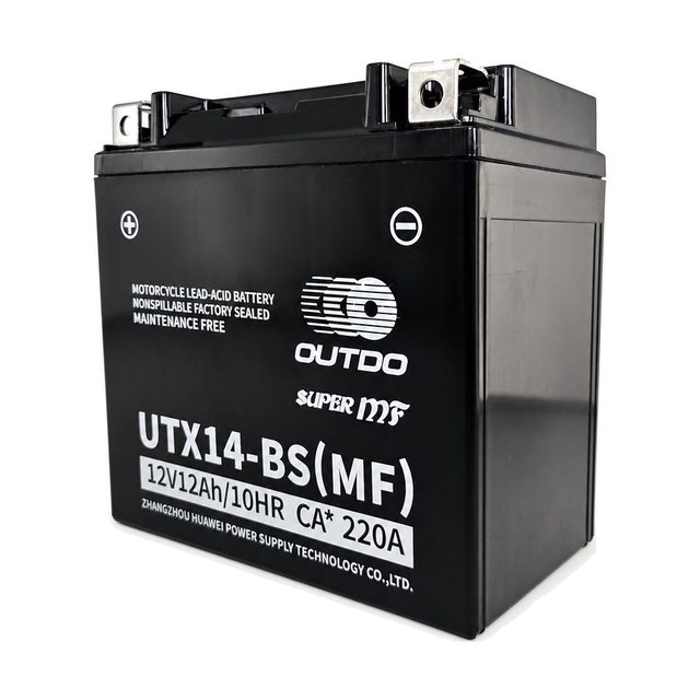 OUTDO UTX14-BS: another view of the battery and its label