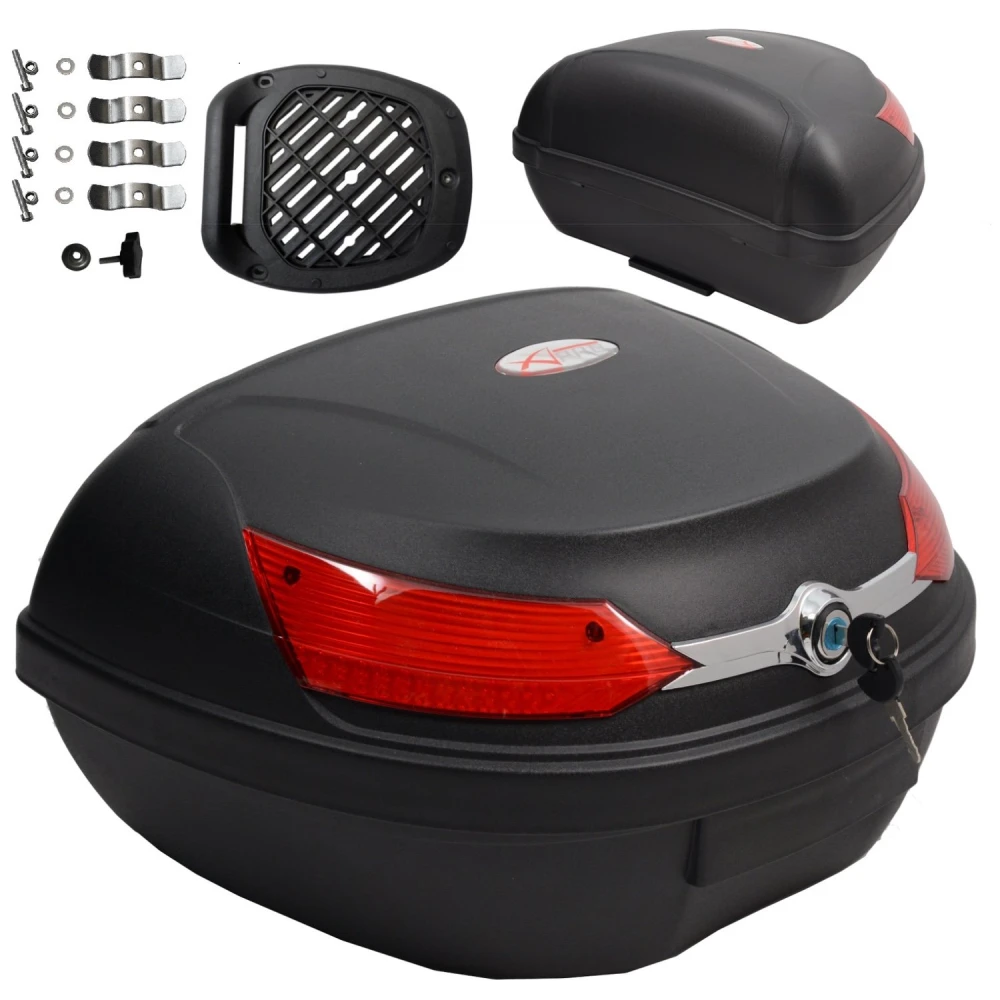 08018 Black Universal Motorcycle Scooter Top Box XXL 46 L for 2 Helmets