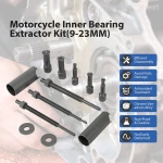 Extractor de cojinetes internos para motocicleta en uso en taller mecánico