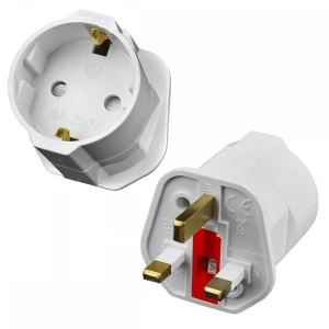 Euro to UK plug adapter with fuse for safe travel
