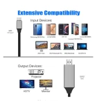 Adaptador tipo C a HDMI con cable de 2 metros para dispositivos móviles y portátiles