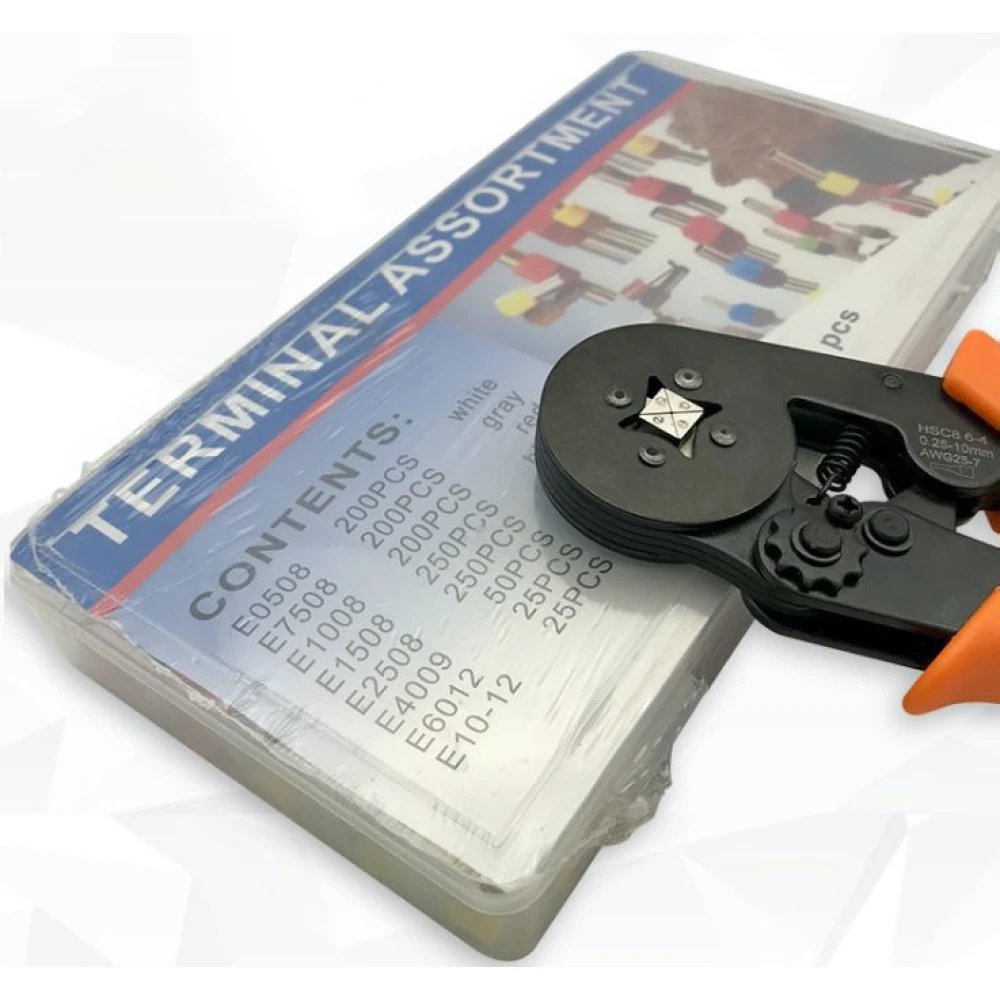 Crimping Pliers with Terminals 0.25-10 mm² - 1200-Piece Kit