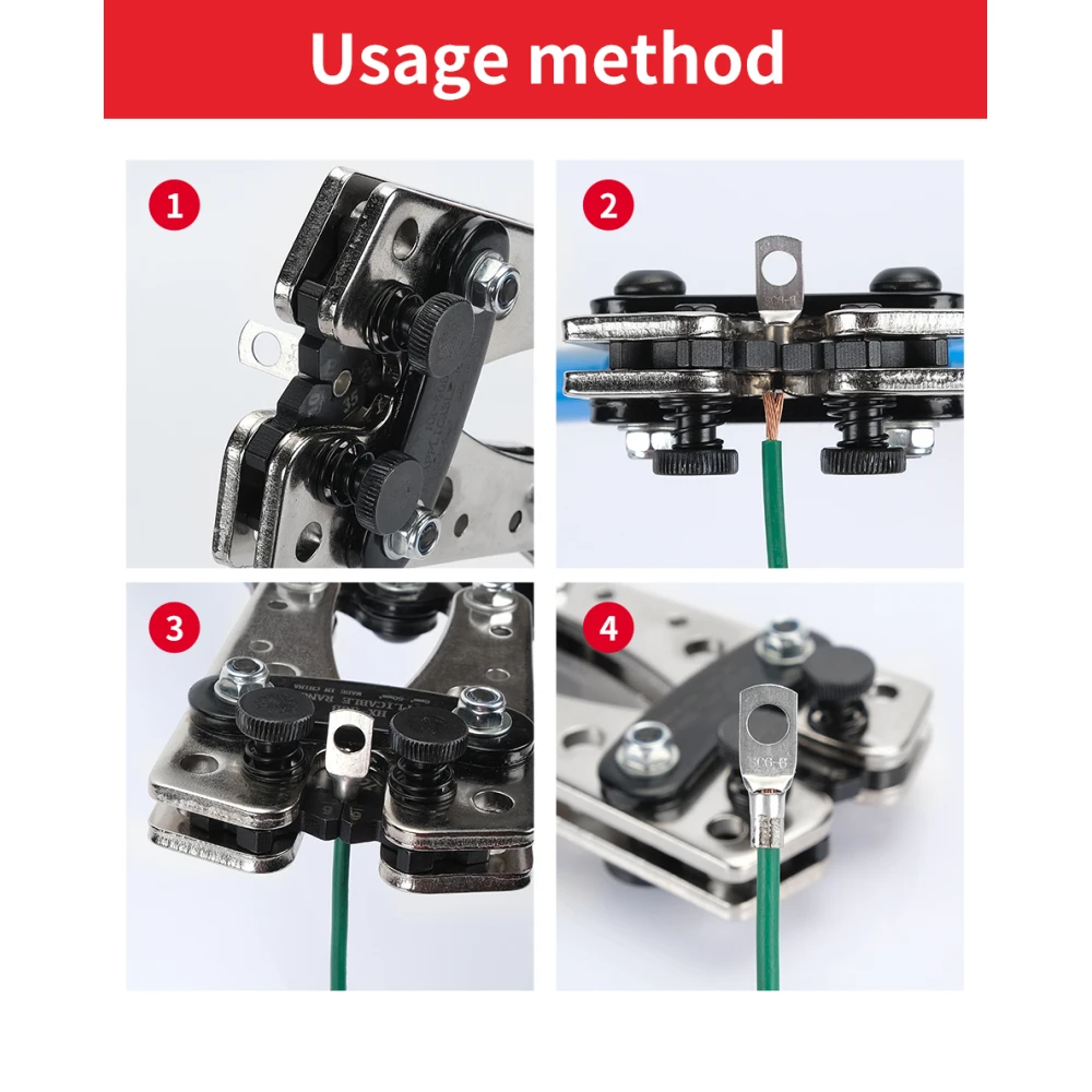 6-50mm² Crimping Pliers with Non-Slip Handles and Adjustable Rotation