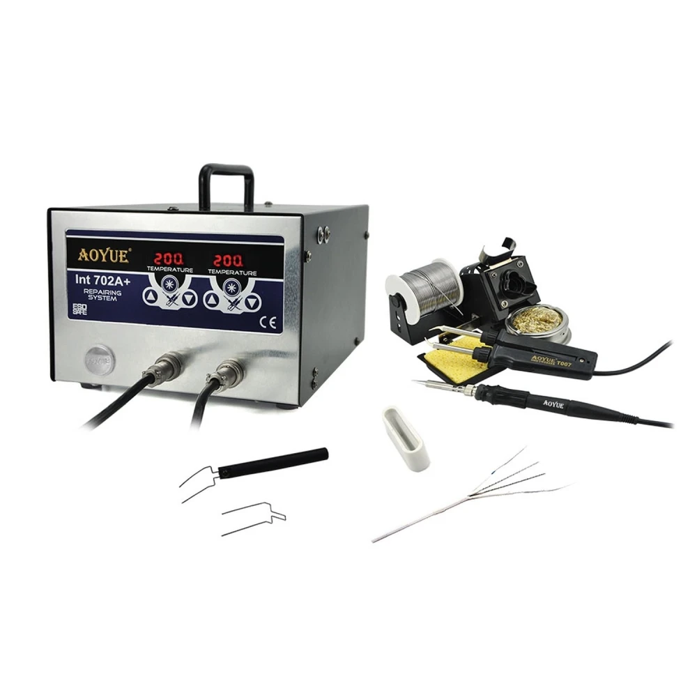 Aoyue Int 702a+ soldering station with iron and tweezers for PCB repair