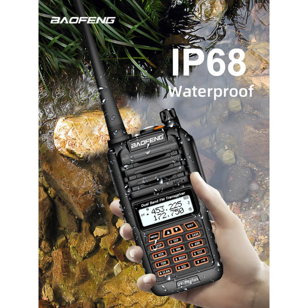 Baofeng UV9R Plus long-range walkie talkie with 160 VHF/UHF channels