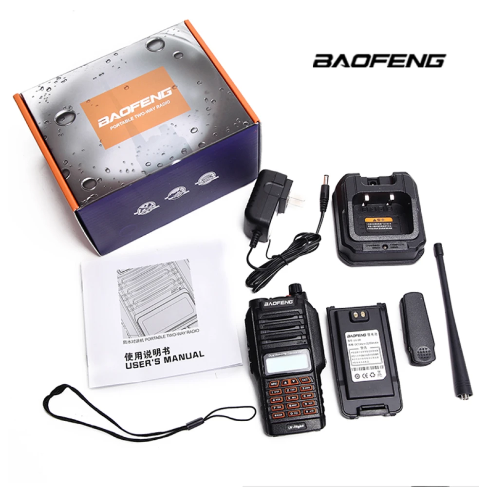 Baofeng UV9R Plus long-range walkie talkie with 160 VHF/UHF channels