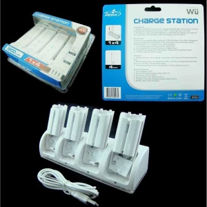 Wii 4-Controller Charging Dock with 4 Batteries for Wii Remote - Simultaneous Charging