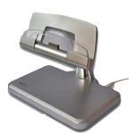 Rotating iPad charging stand with USB cable and compact design