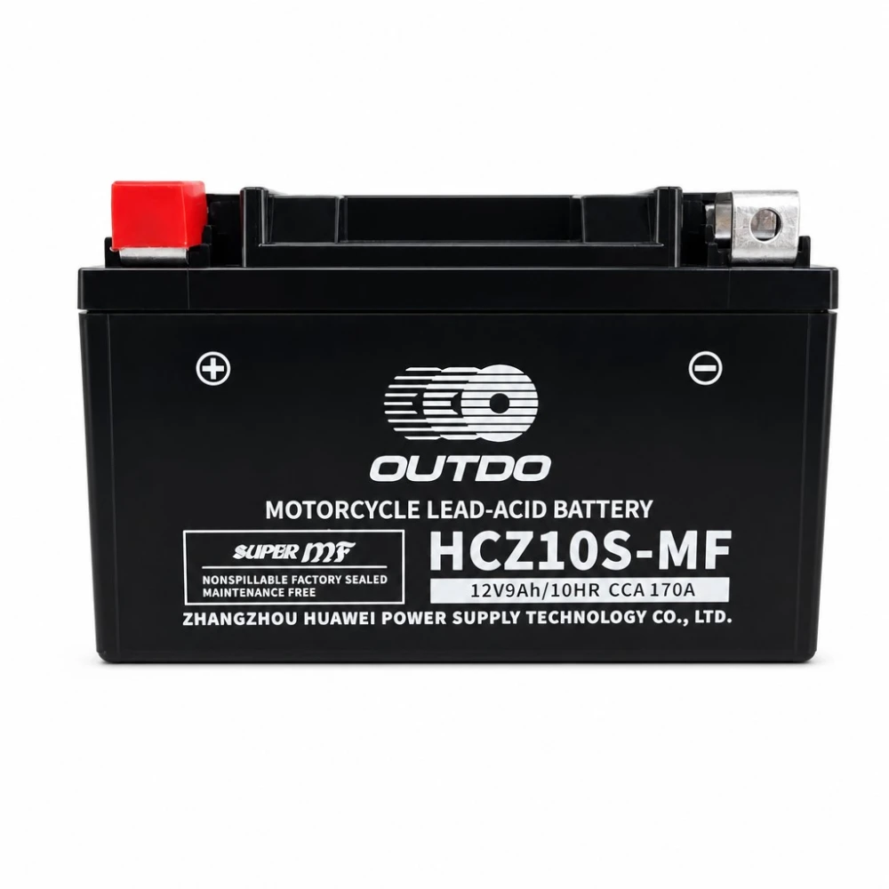 Motorcycle Battery AGM 12V 9Ah OUTDO HCZ10S-MF - Compatible Yuasa YTZ10S(-BS) / GTZ10S / ETZ10S