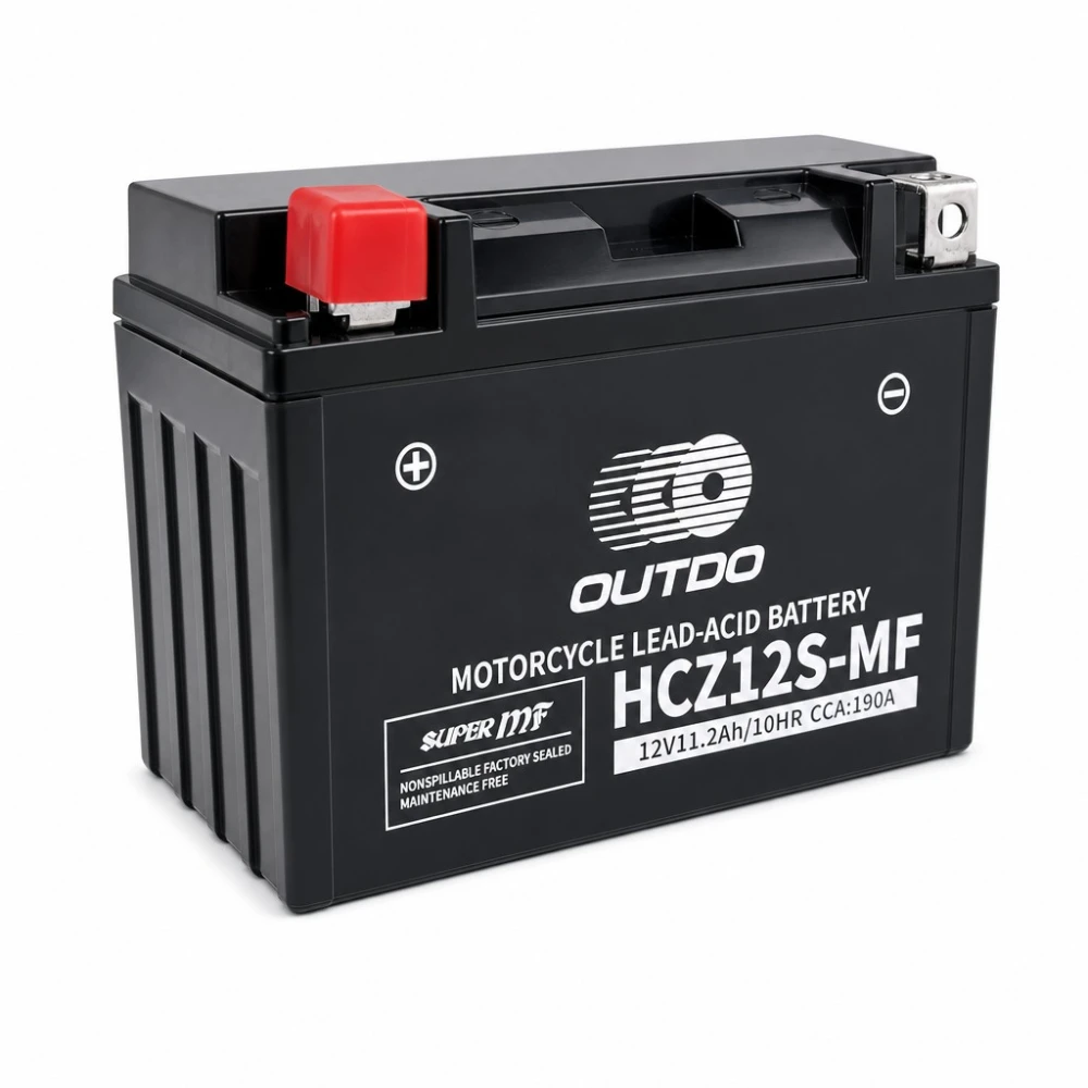 Motorcycle Battery AGM 12V 11.2Ah OUTDO HCZ12S-MF - Compatible Yuasa YTZ12S(-BS) / GTZ12S / ETZ12S