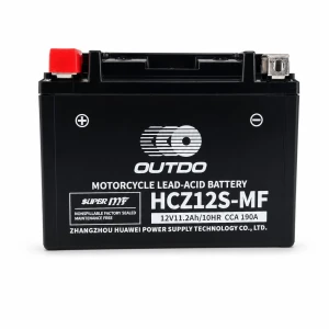 Motorcycle Battery AGM 12V 11.2Ah OUTDO HCZ12S-MF - Compatible Yuasa YTZ12S(-BS) / GTZ12S / ETZ12S
