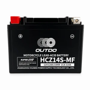 Motorcycle Battery AGM 12V 12Ah OUTDO HCZ14S-MF - Compatible Yuasa YTZ14S(-BS) / GTZ14S / ETZ14S