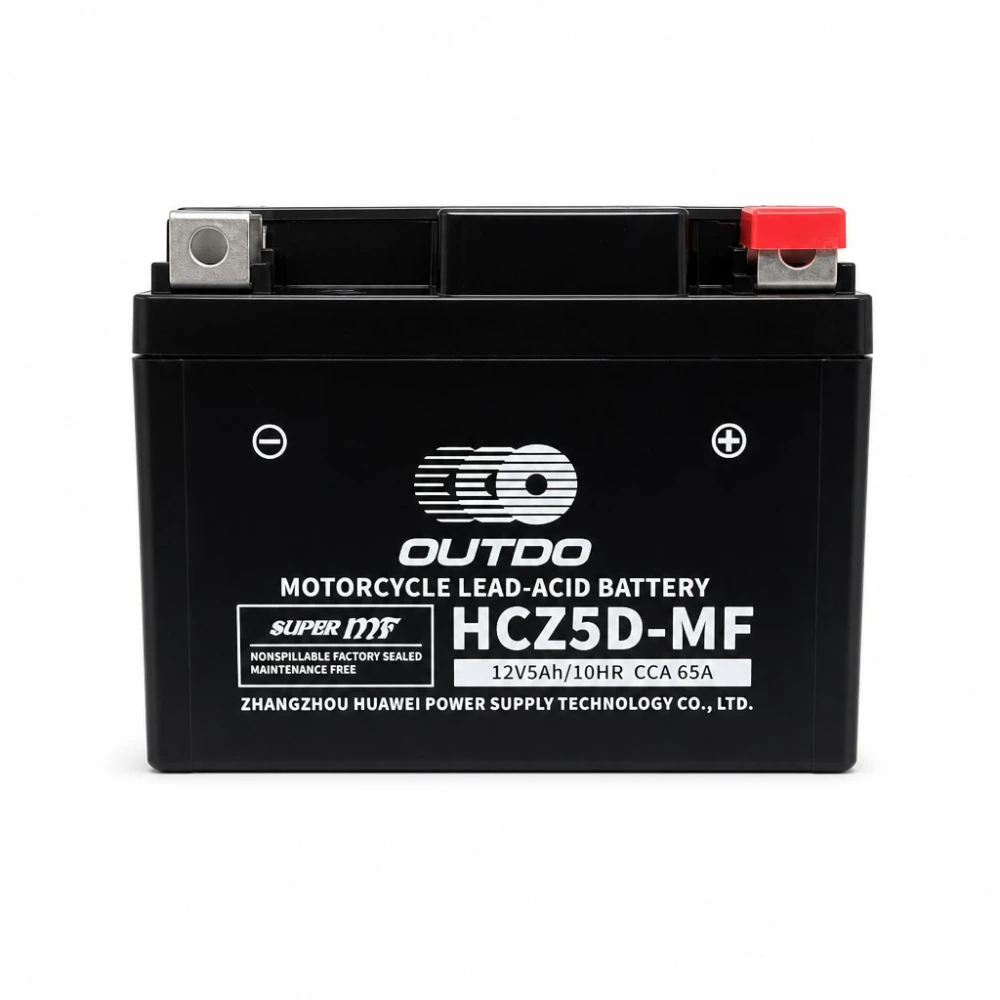 Motorcycle Battery AGM 12V 5Ah OUTDO HCZ5D-MF - Compatible Yuasa YTZ7S-BS / GTZ7S / ETZ5L-BS