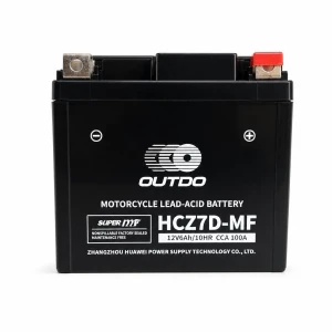 Motorcycle Battery AGM 12V 6Ah OUTDO HCZ7D-MF - Compatible Yuasa YTZ7S-BS / GTZ7S / ETZ7S