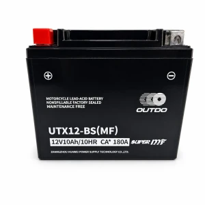 Motorcycle Battery AGM 12V 10Ah OUTDO UTX12-BS(MF) - Compatible Yuasa YTX12-BS / GTX12-BS / ETX12-BS