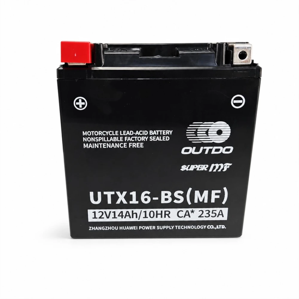 Motorcycle Battery AGM 12V 14Ah OUTDO UTX16-BS(MF) - Compatible Yuasa YTX16-BS / GTX16-BS / ETX16-BS / 16-B