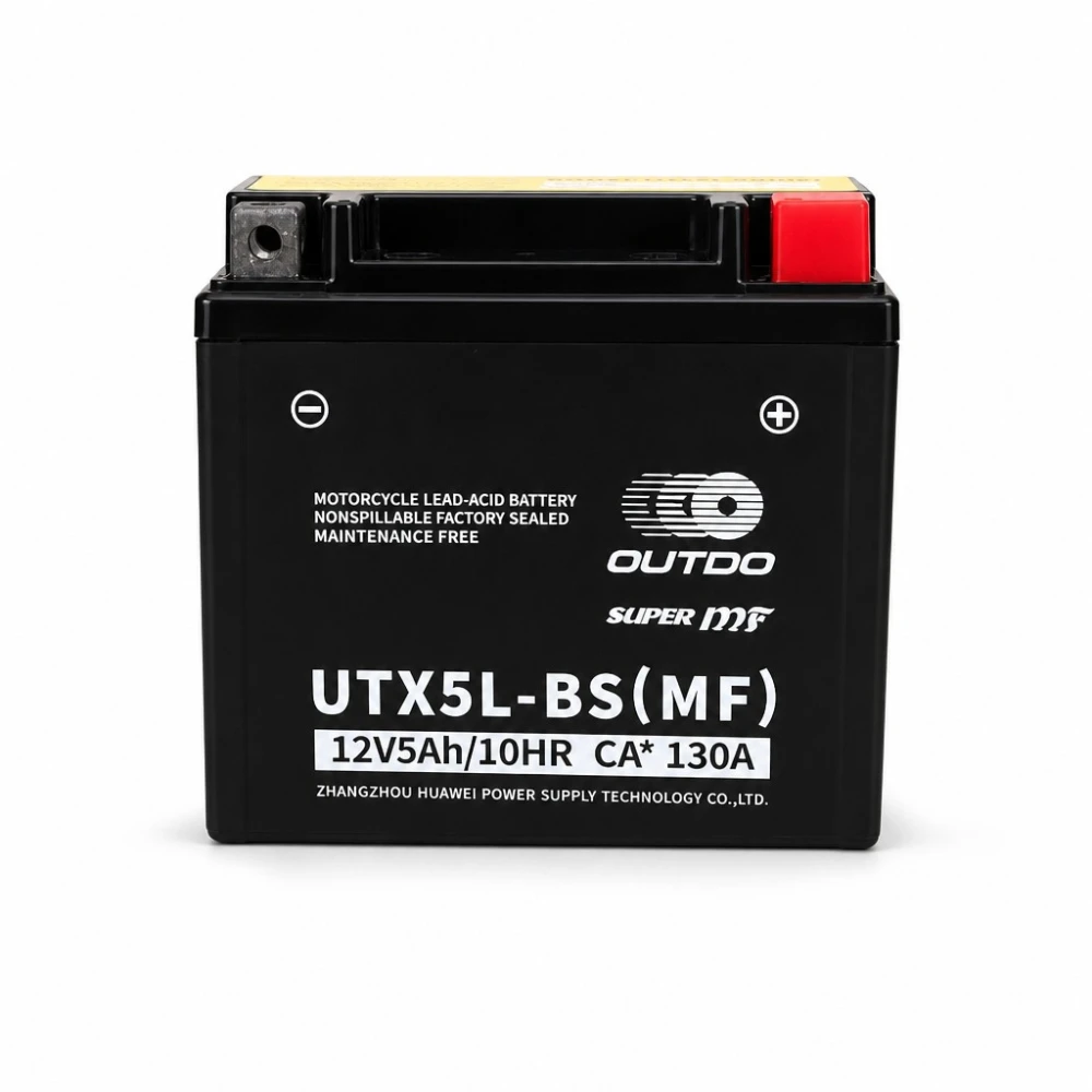 Motorcycle Battery AGM 12V 5Ah OUTDO UTX5L-BS(MF) - Compatible Yuasa YTX5L-BS / GTX5L-BS / ETX5L-BS