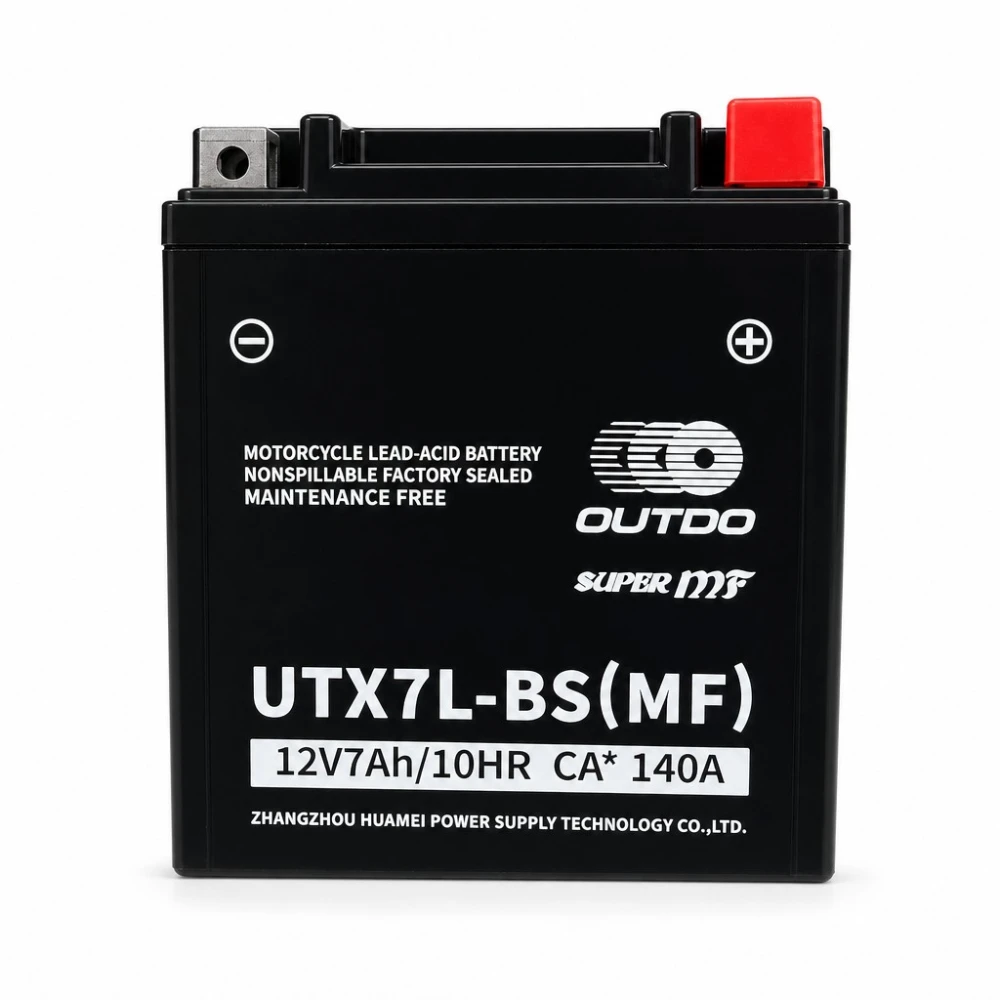 Motorcycle Battery AGM 12V 7Ah OUTDO UTX7L-BS(MF) - Compatible Yuasa YTX7L-BS / GTX7L-BS / ETX7L-BS