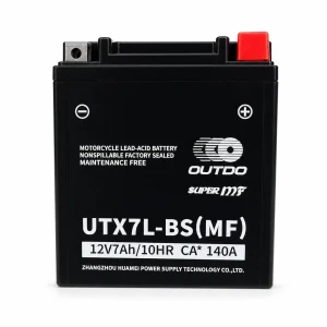 Motorcycle Battery AGM 12V 7Ah OUTDO UTX7L-BS(MF) - Compatible Yuasa YTX7L-BS / GTX7L-BS / ETX7L-BS