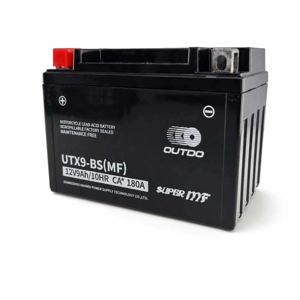 Motorcycle Battery AGM 12V 9Ah OUTDO UTX9-BS(MF) - Compatible Yuasa YTX9-BS / GTX9-BS / ETX9-BS