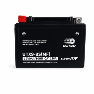 Motorcycle Battery AGM 12V 9Ah OUTDO UTX9-BS(MF) - Compatible Yuasa YTX9-BS / GTX9-BS / ETX9-BS