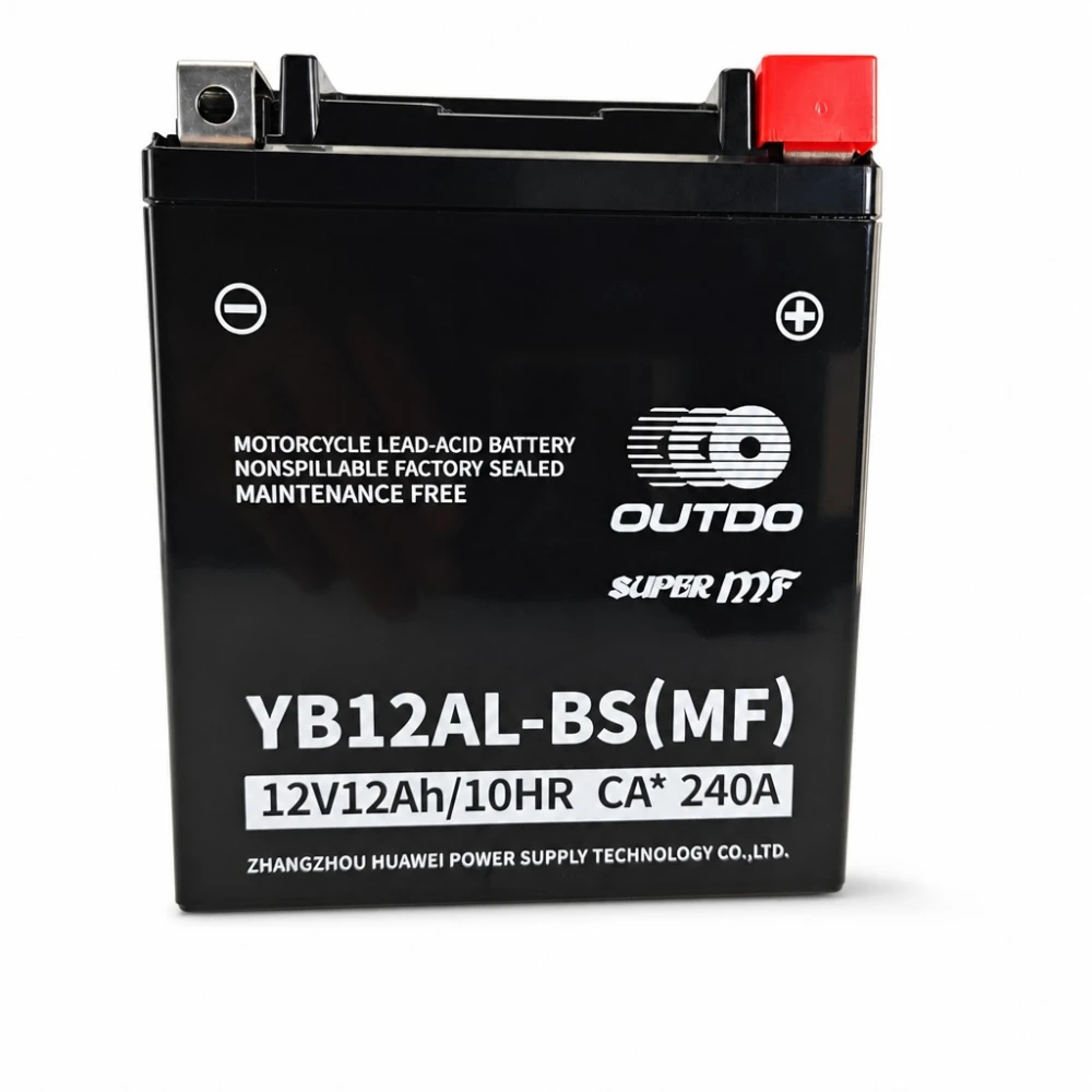 Motorcycle Battery AGM 12V 12Ah OUTDO YB12AL-BS(MF) - Compatible Yuasa YB12AL-A2 / GS YB12AL-A2 / 12N12-4A-1 (flooded similar)