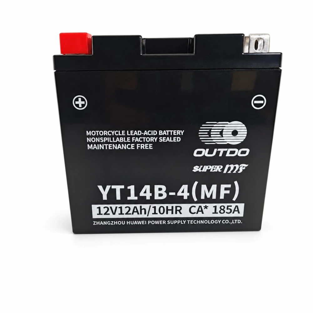 Motorcycle Battery AGM 12V 12Ah OUTDO YT14B-4(MF) - Compatible Yuasa YT14B-BS / GT14B-BS / GT14B-4 / ETZ14B-BS / ET14B-4