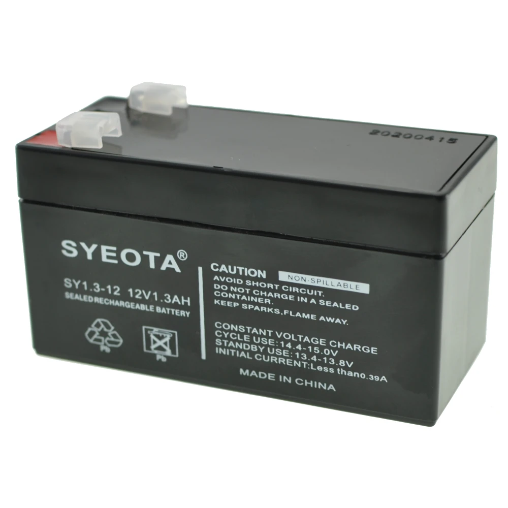 12V 1.3Ah Rechargeable Lead Acid Battery SY1.3-12 for Alarms, Scales and Toys