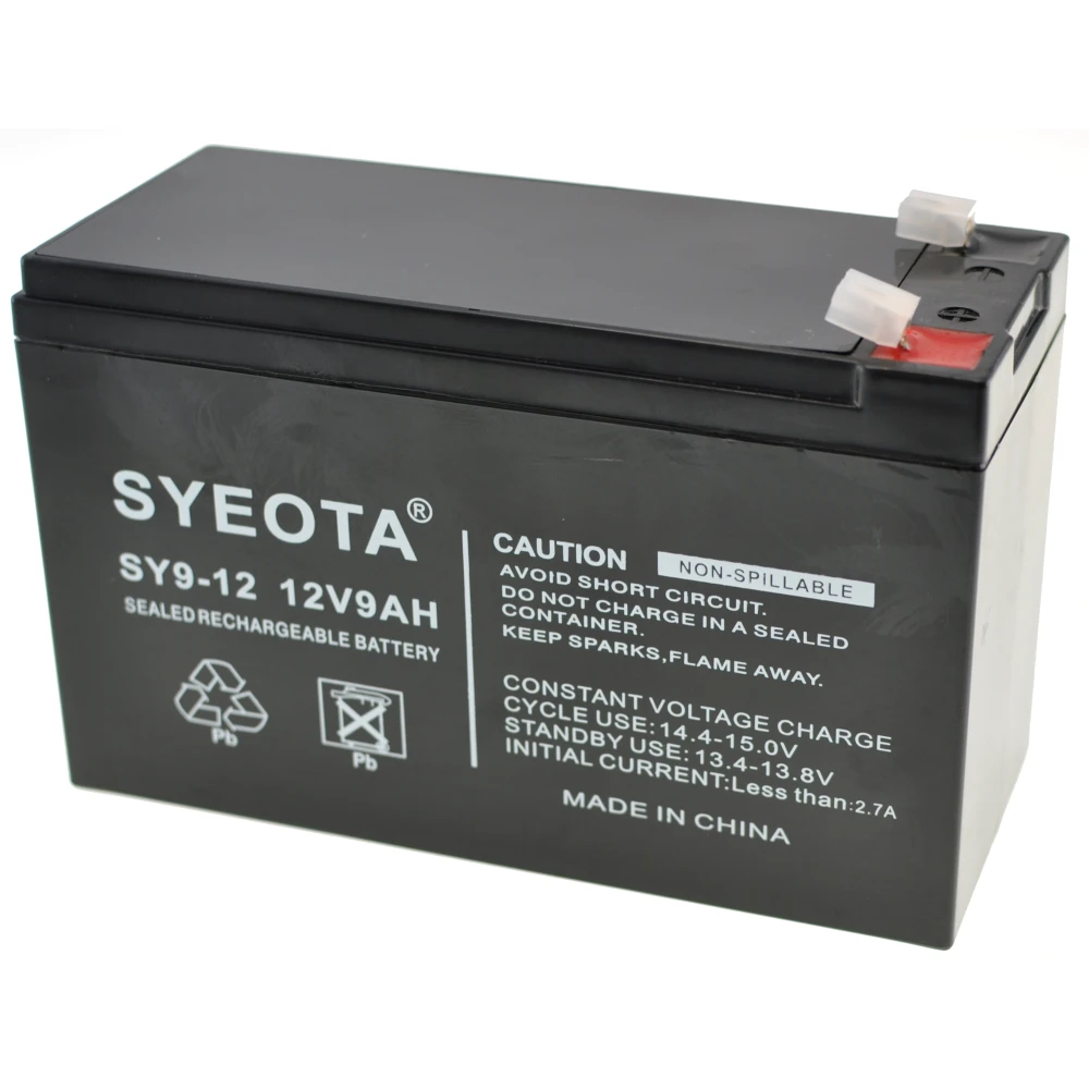 12V 9Ah Rechargeable Lead Acid Battery SY9-12 for Alarms, Scales and Toys