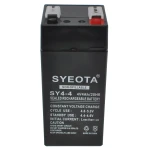 Batería plomo SY4-4 recargable 4V4Ah con terminales rojo y negro visibles
