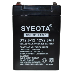 12V 2.6Ah Rechargeable Lead Acid Battery SY2.6-12 for Alarms, Scales and Toys