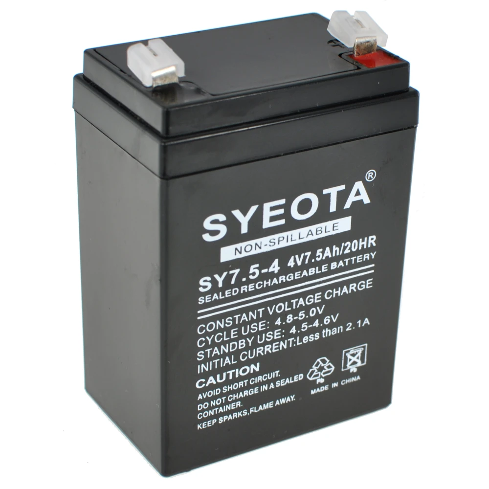 Rechargeable lead acid battery 4V 7.5Ah SY7.5-4 for alarms, scales and toys