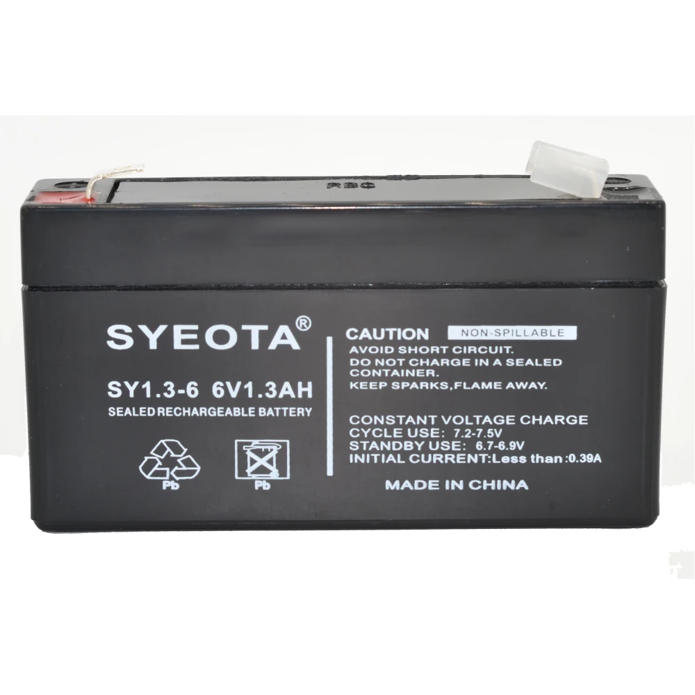 6V 1.3Ah Rechargeable Lead Acid Battery for Burglar and Fire Alarms SY6V1.3