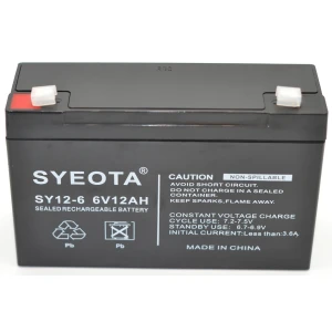 Sealed lead acid battery 6V 12Ah SY12-6 rechargeable