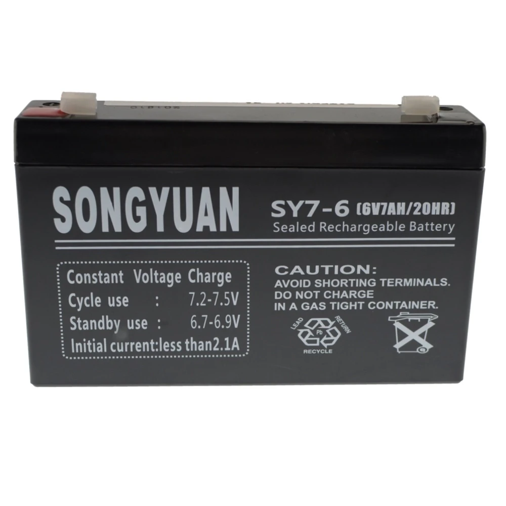 6V 7Ah Sealed Lead Acid Rechargeable Battery SY7-6 for Alarms and UPS