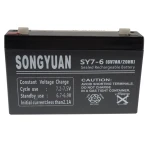6V 7Ah Sealed Lead Acid Rechargeable Battery SY7-6 for Alarms and UPS