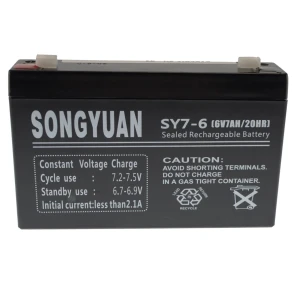 6V 7Ah Sealed Lead Acid Rechargeable Battery SY7-6 for Alarms and UPS