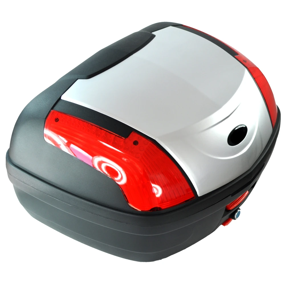 46L Universal Silver Motorcycle Top Box - XXL for 2 Helmets with Lock