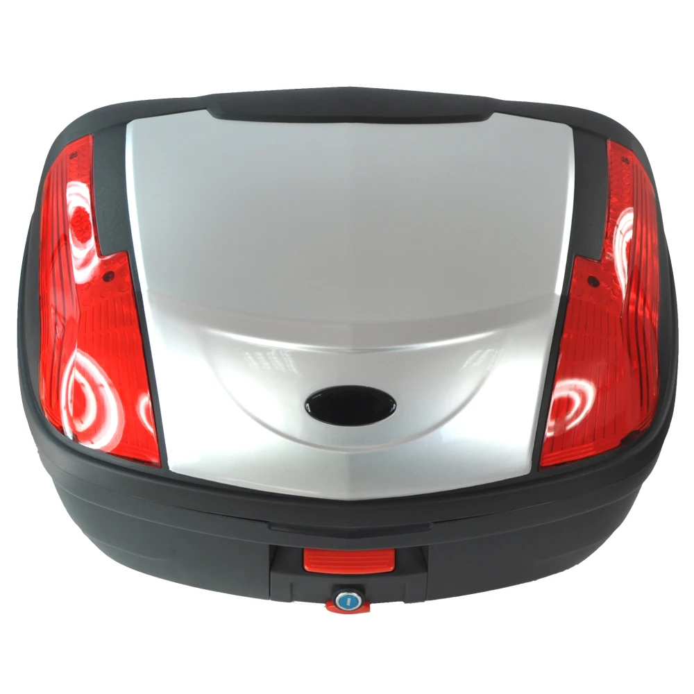 46L Universal Silver Motorcycle Top Box - XXL for 2 Helmets with Lock
