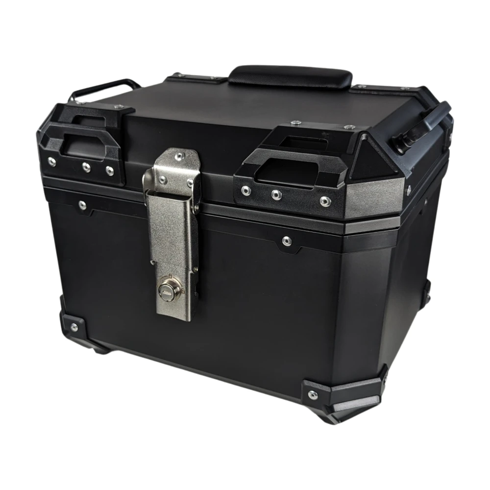 Universal 36L Motorcycle Top Box with Backrest and Square Black ABS Case