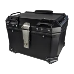 Universal 36L Motorcycle Top Box with Backrest and Square Black ABS Case