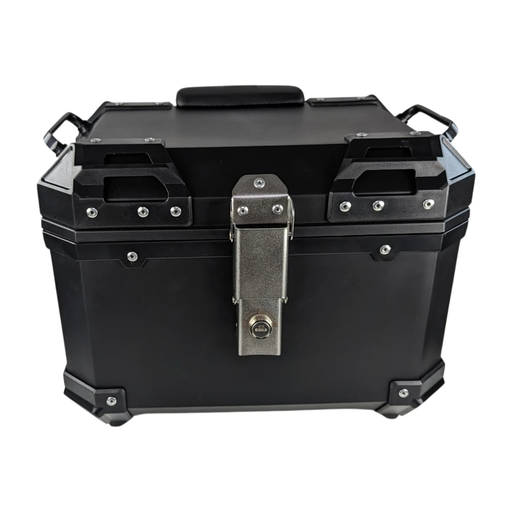 Universal 36L Motorcycle Top Box with Backrest and Square Black ABS Case