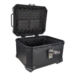 Universal 36L Motorcycle Top Box with Backrest and Square Black ABS Case