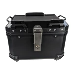 Universal 36L Motorcycle Top Box with Backrest and Square Black ABS Case
