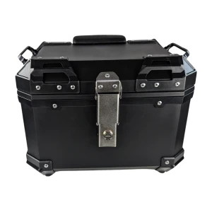 Universal 36L Motorcycle Top Box with Backrest and Square Black ABS Case