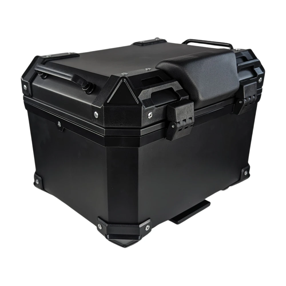 Universal 36L Motorcycle Top Box with Backrest and Square Black ABS Case