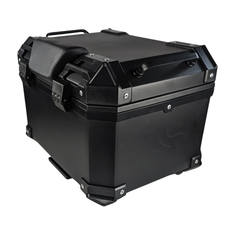 Universal 36L Motorcycle Top Box with Backrest and Square Black ABS Case